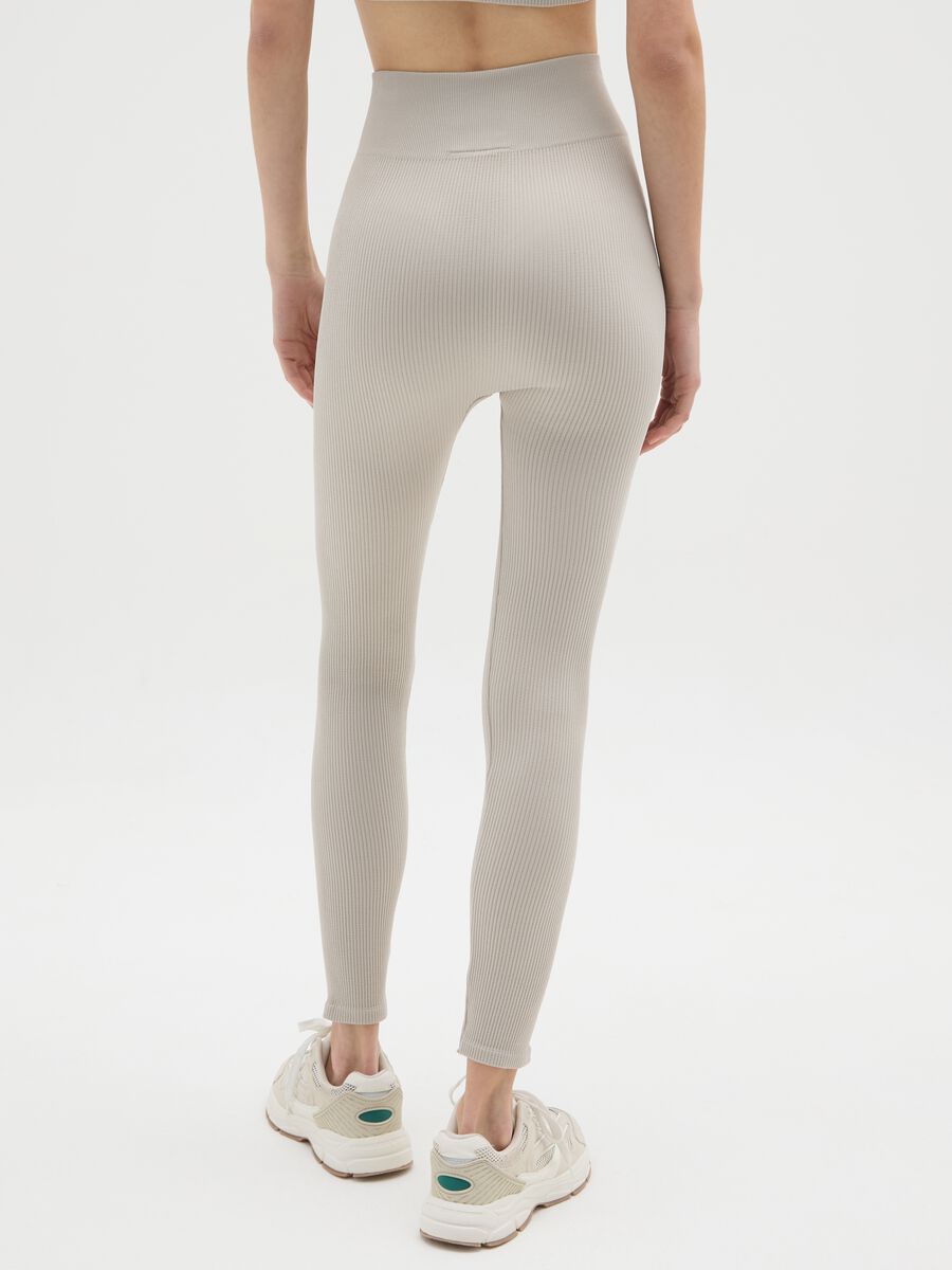 Leggings lunghi grigi a righe regular fit con logo Everlast_2