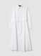White maxi dress in pure cotton, regular fit, with embroidery_0