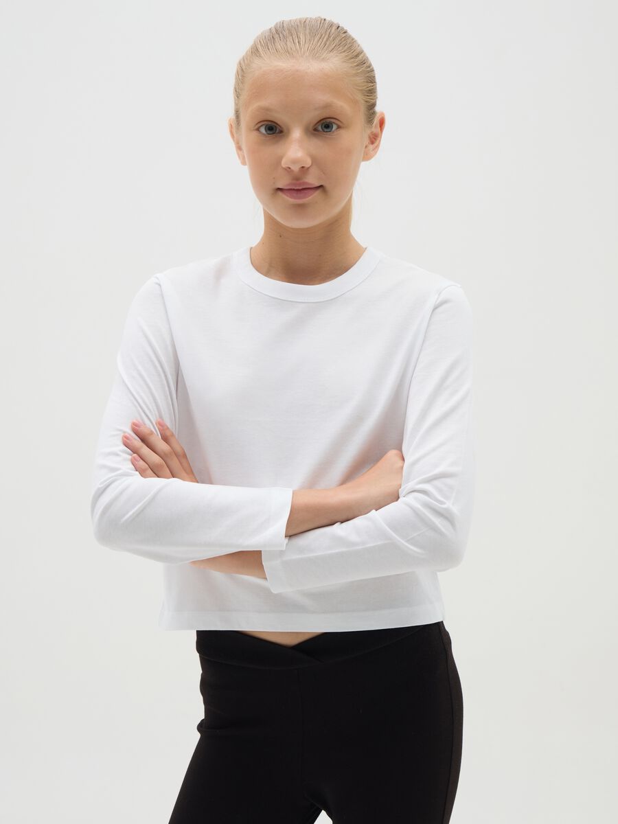 Girls' pure cotton white t-shirt regular fit_0