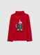 Children's red turtleneck in pure cotton regular fit print_0