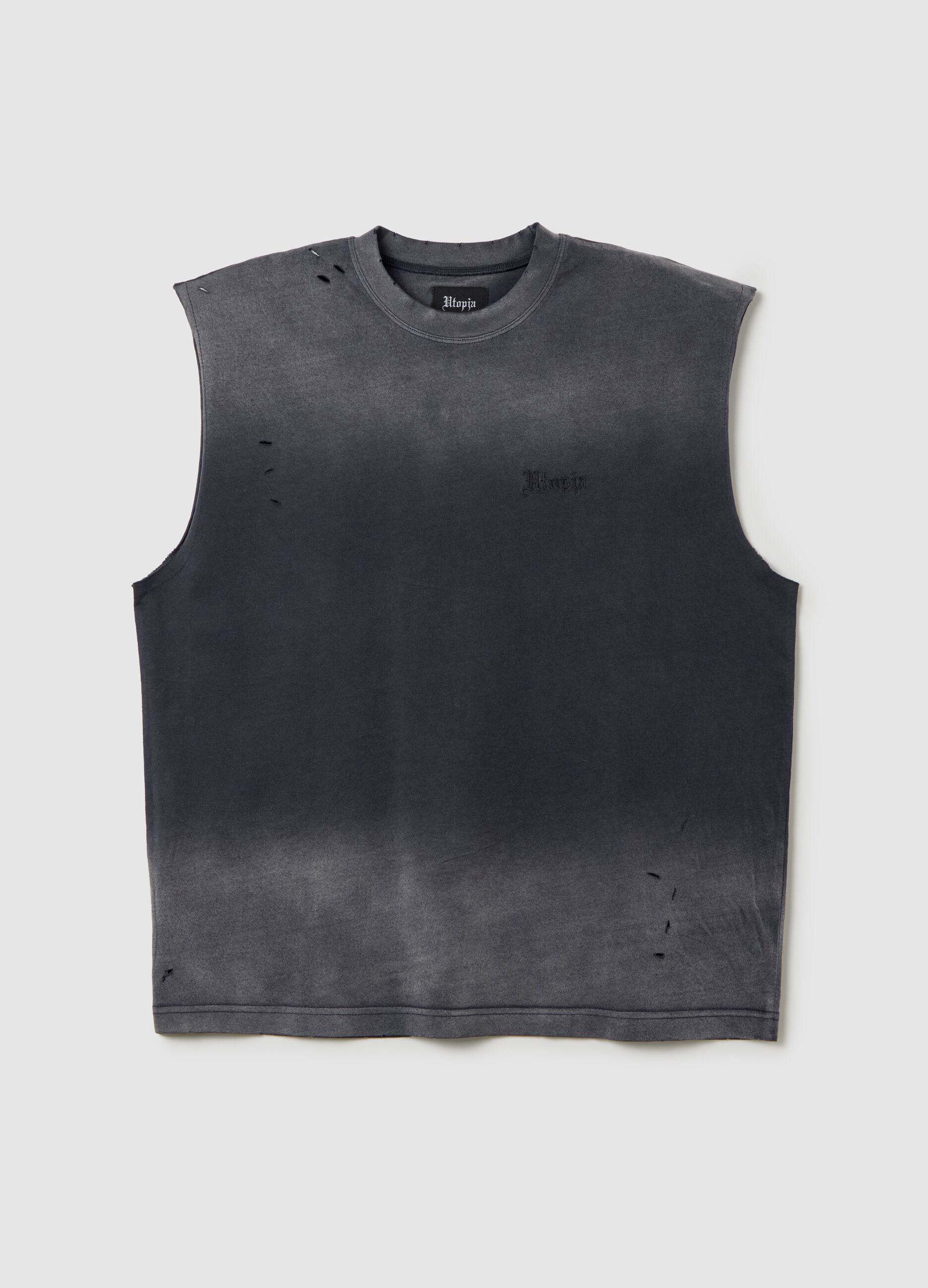 Sunfaded Distressed Tank Top Vintage Black