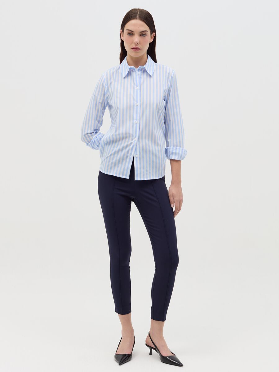 Cropped treggings with embossed seams_0