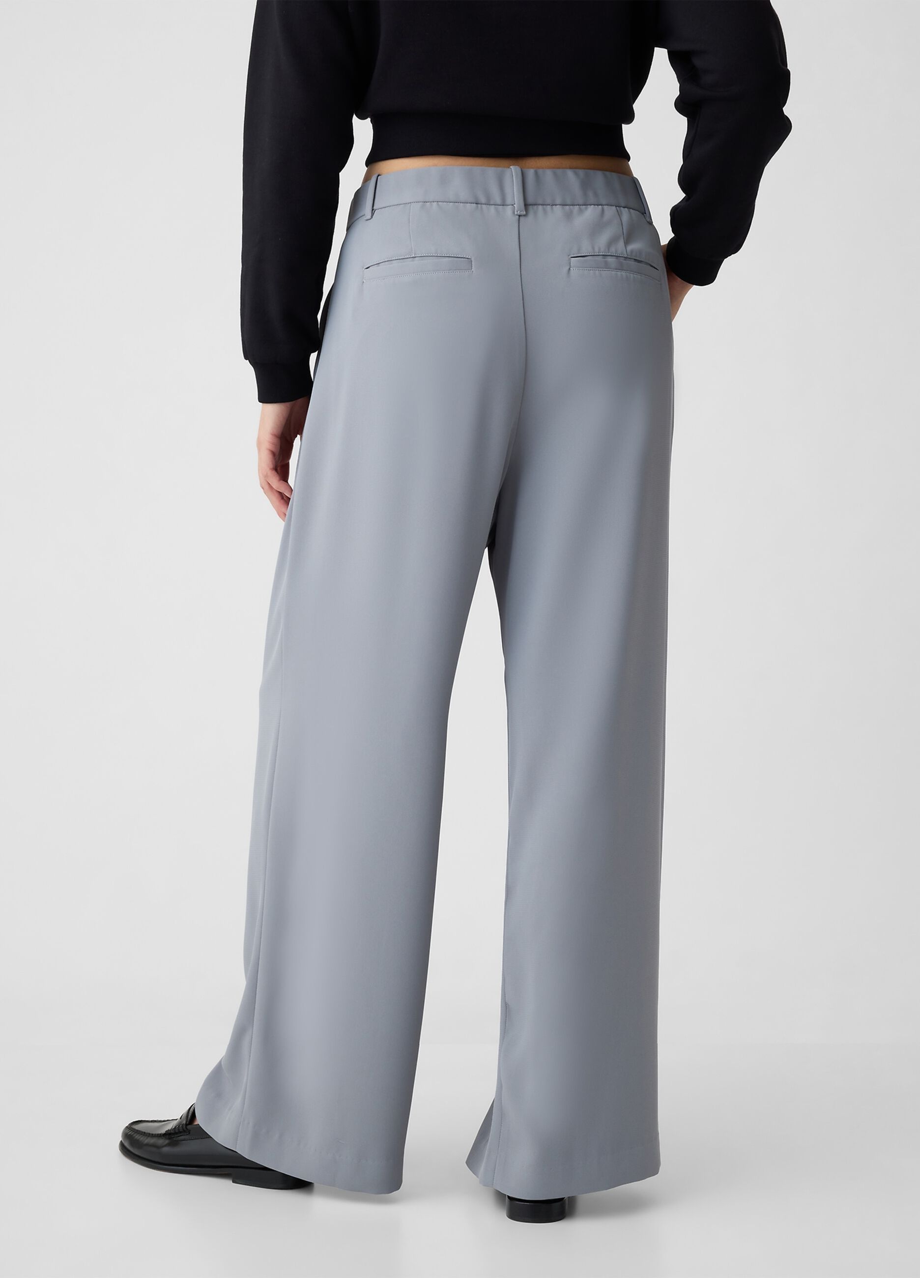 Pantalone wide leg vita alta con pinces