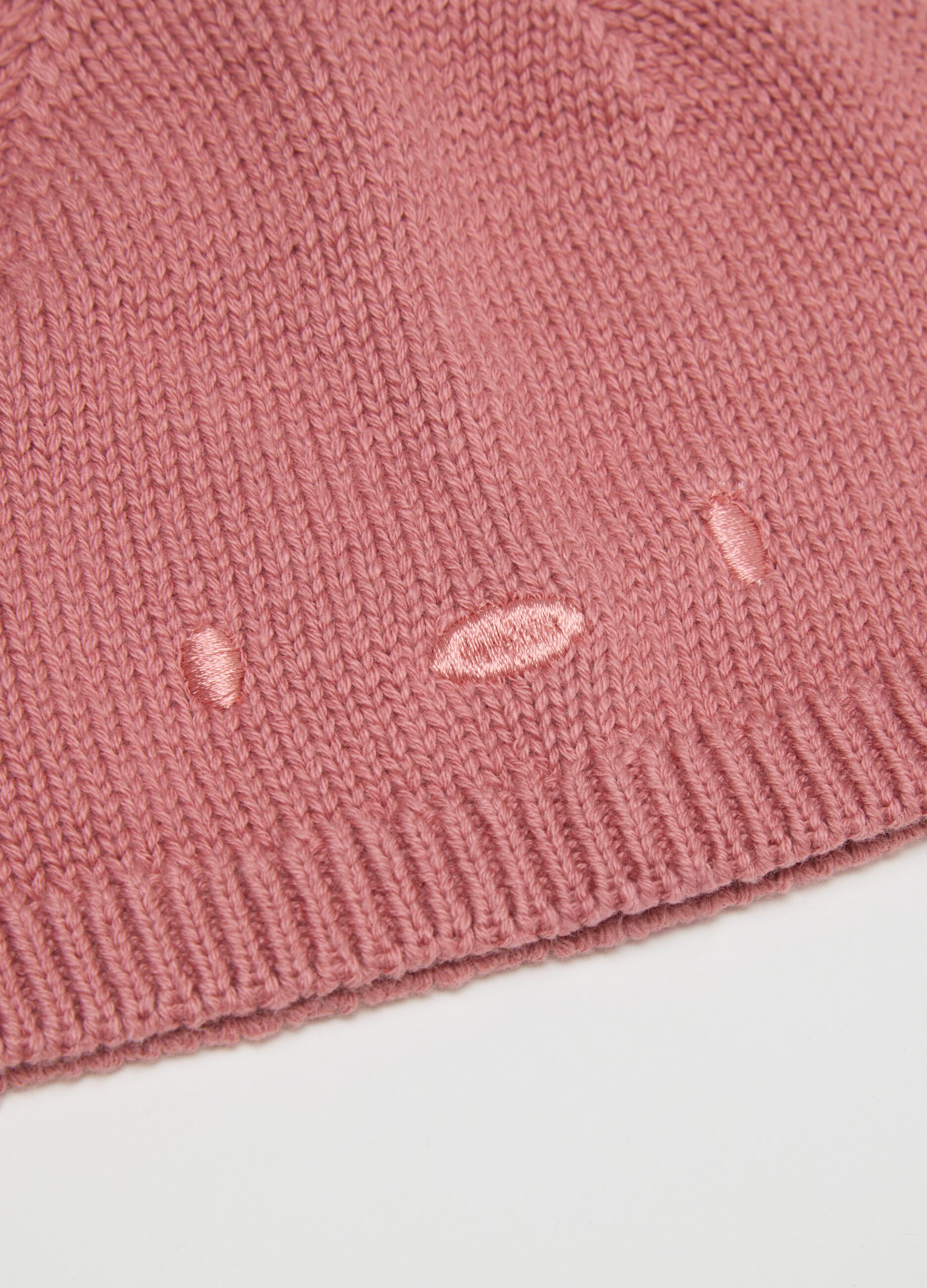 Girls' pink pure cotton hat with embroidery