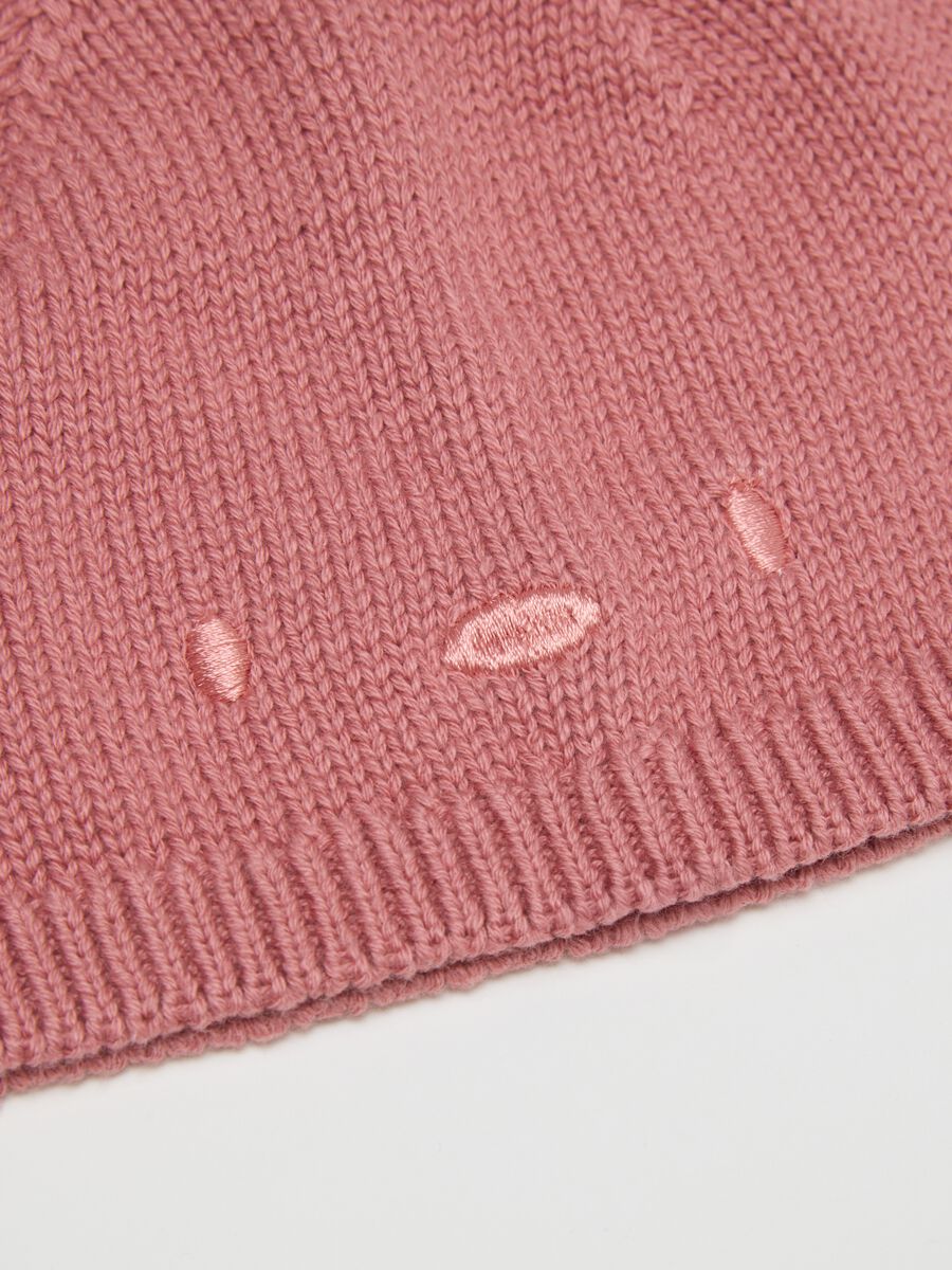 Girls' pink pure cotton hat with embroidery_1