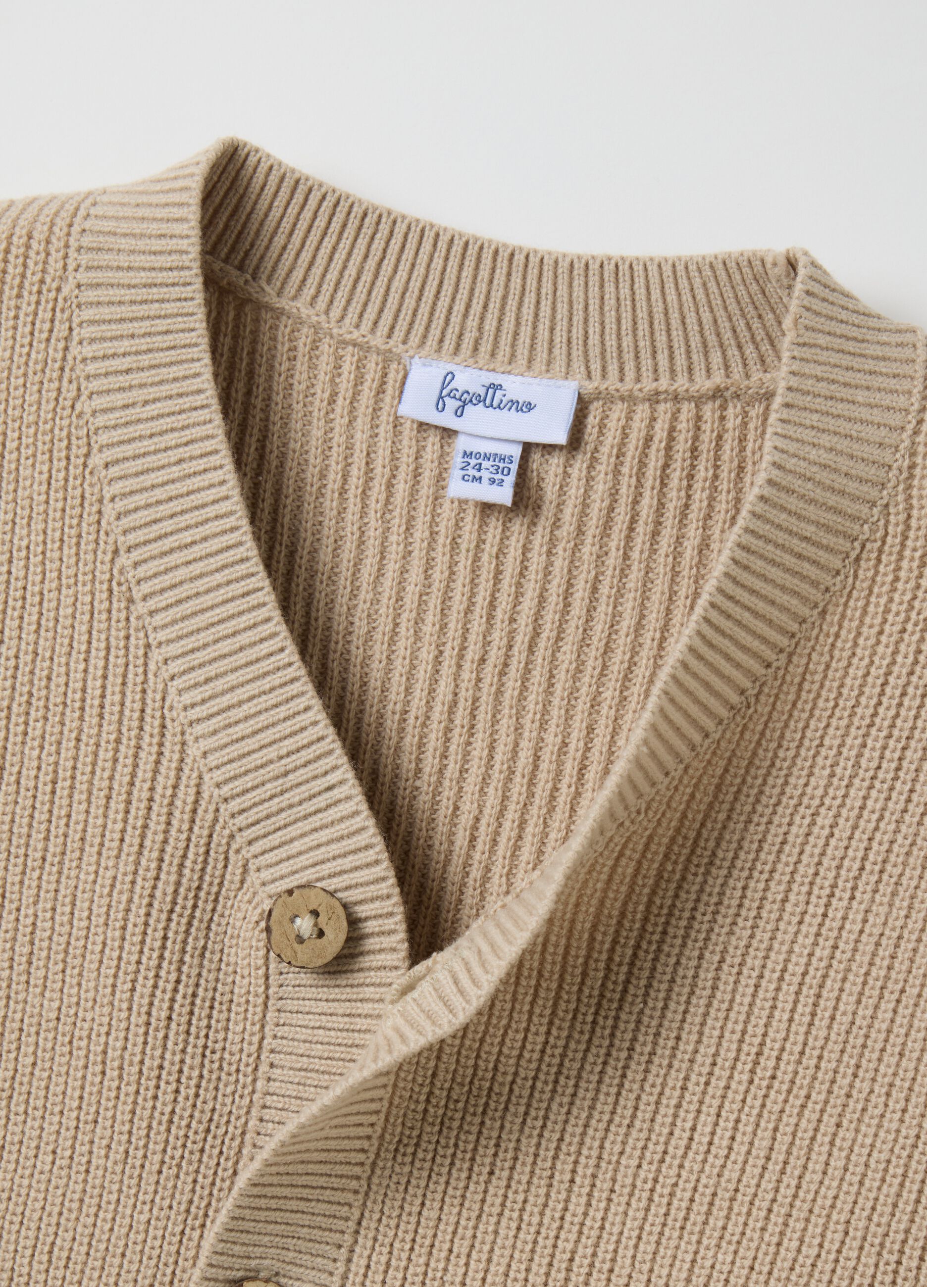 Beige Cotton Blend Children's Cardigan