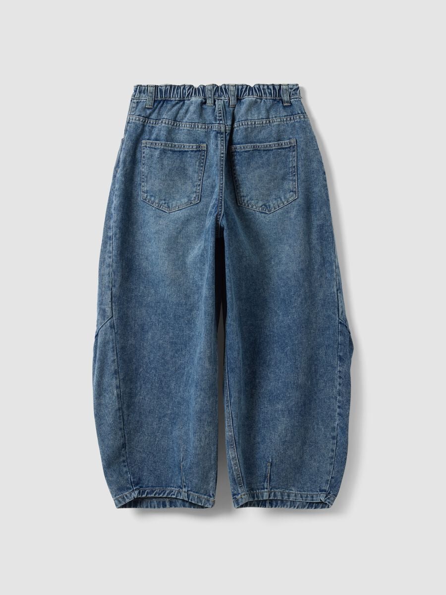 Jeans denim in puro cotone balloon fit per ragazza_1