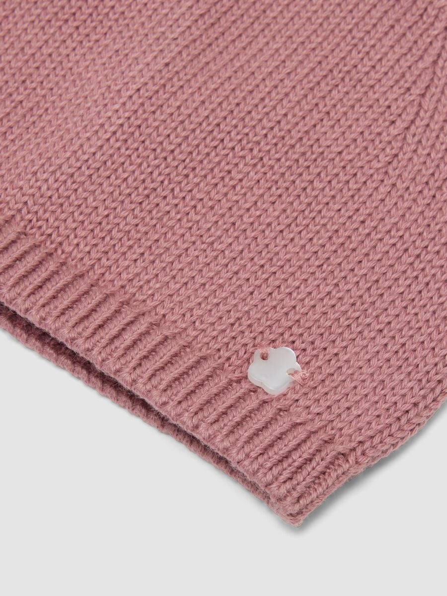 Cappello rosa in puro cotone organico a maglia per neonata_1