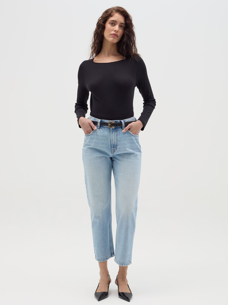 Long-sleeved T-shirt with boat neck_1