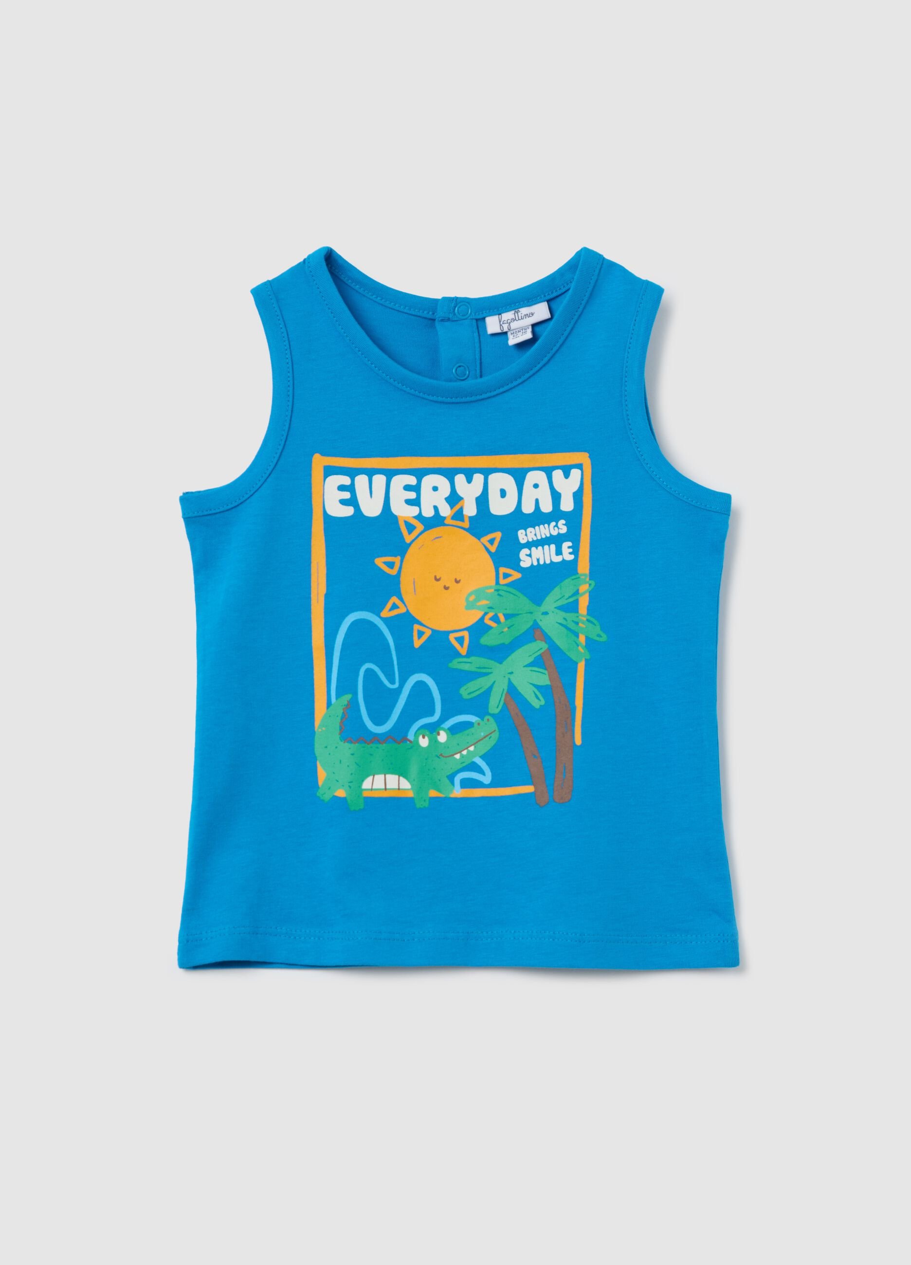 Cotton racerback vest with print