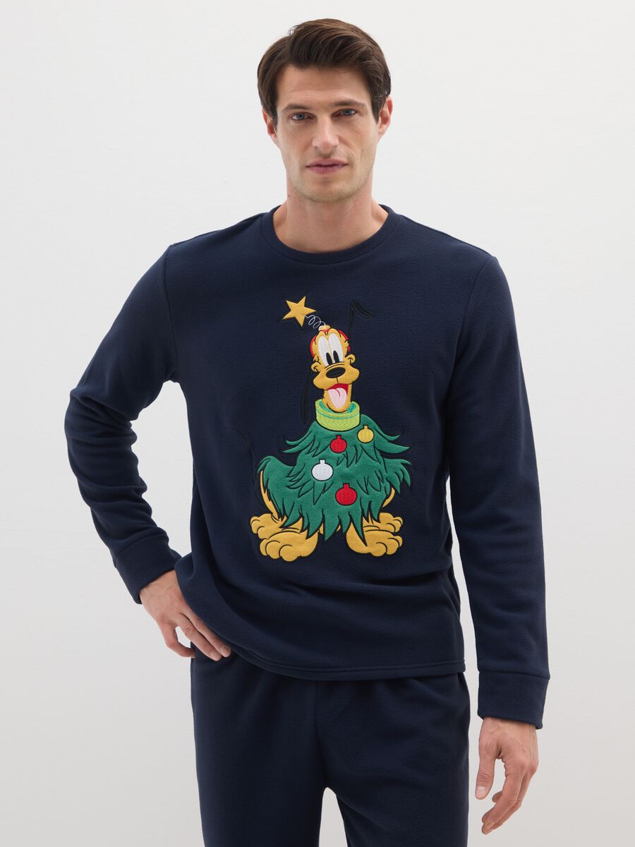 Pigiama natalizio blu regular fit con stampa Disney_1