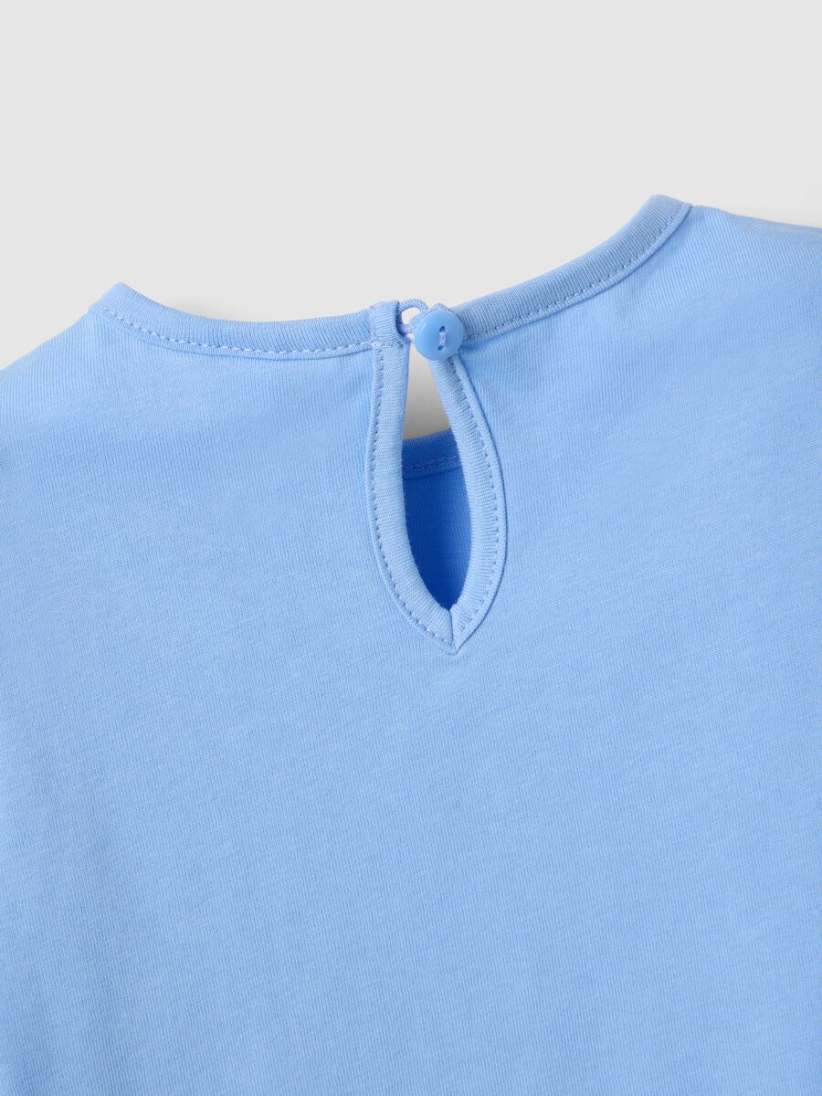 Blue pure cotton girl's regular fit t-shirt with butterflies_3