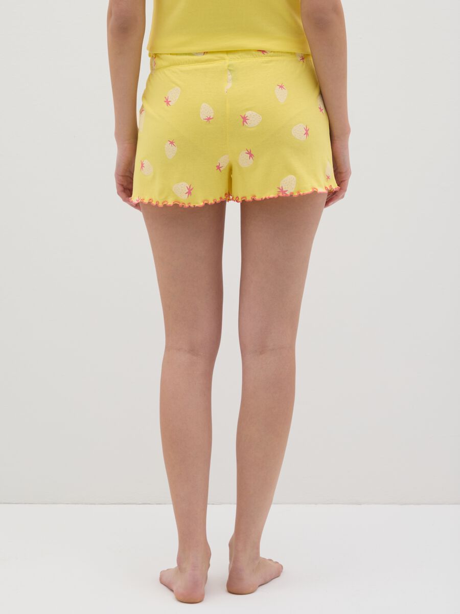 Women's Yellow Pure Cotton Shorts_2