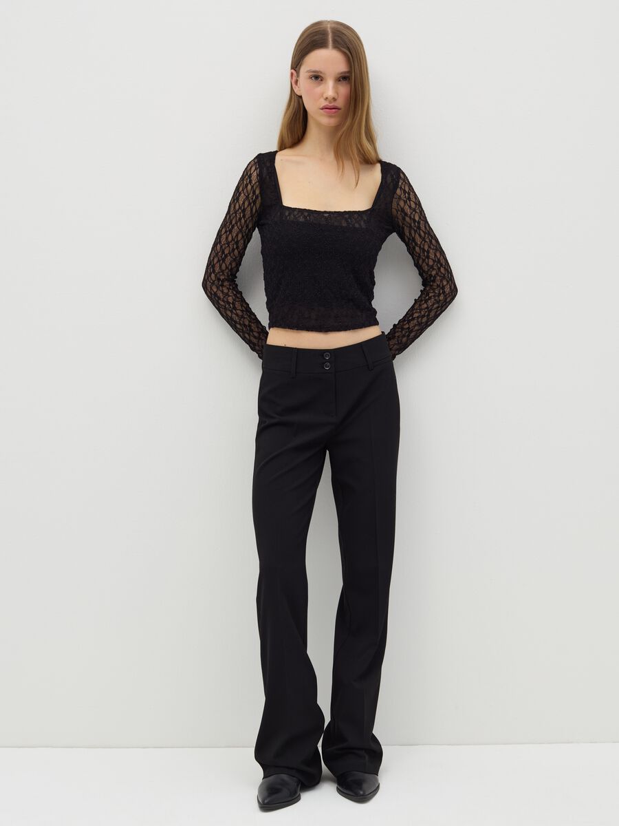 Lace T-shirt with square neck_1