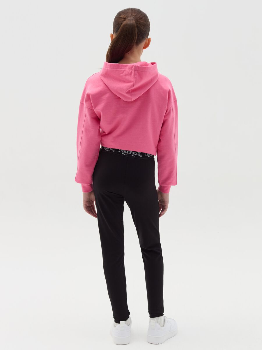 Stretch cotton leggings with logo print_2