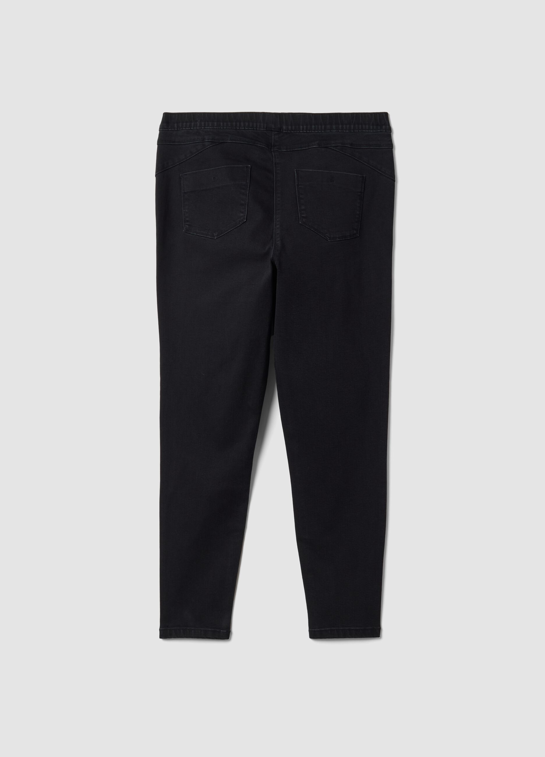 Black skinny jeggings in stretch cotton and viscose