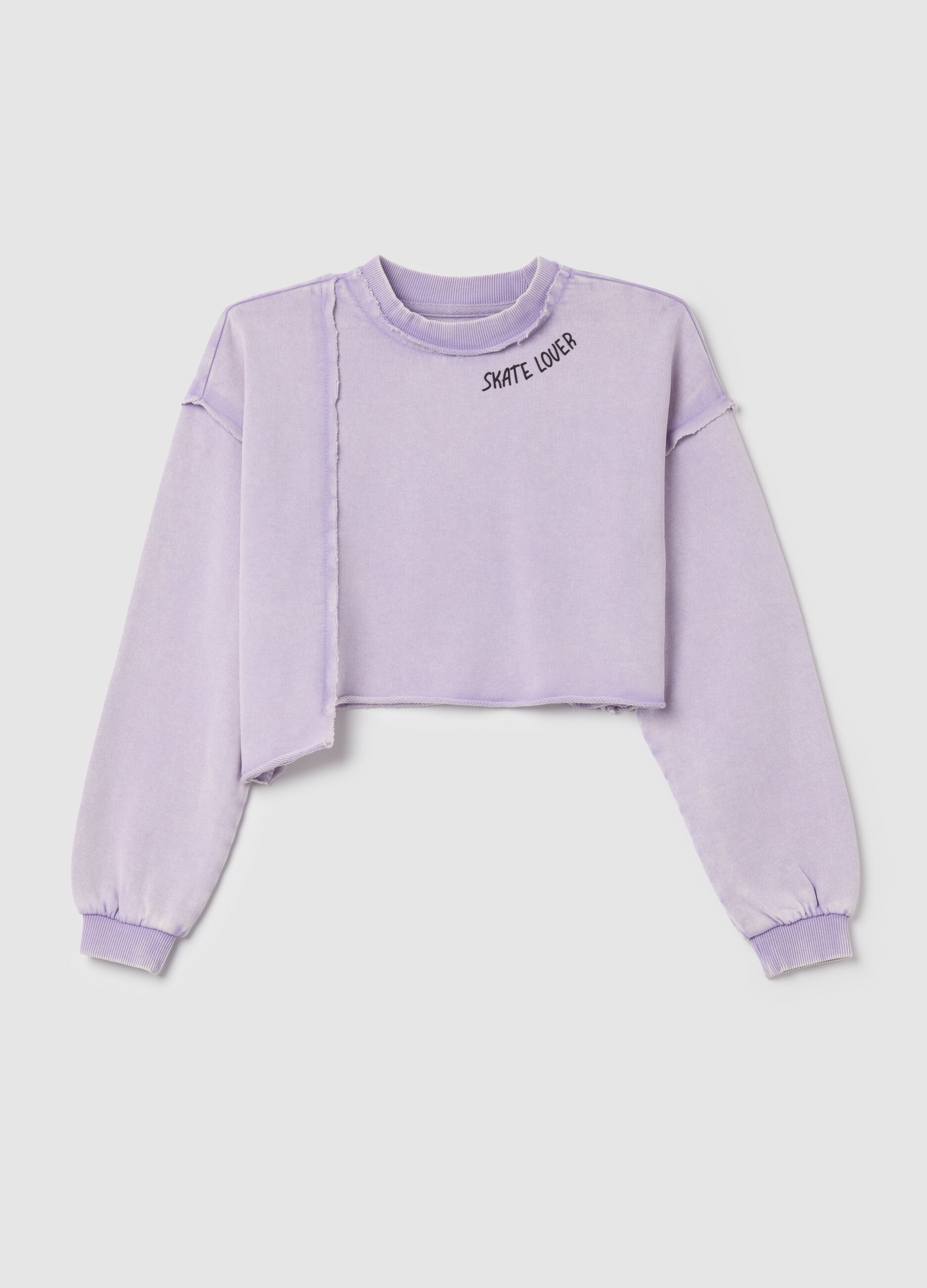 Felpa crop con stampa "Skate Lover" 