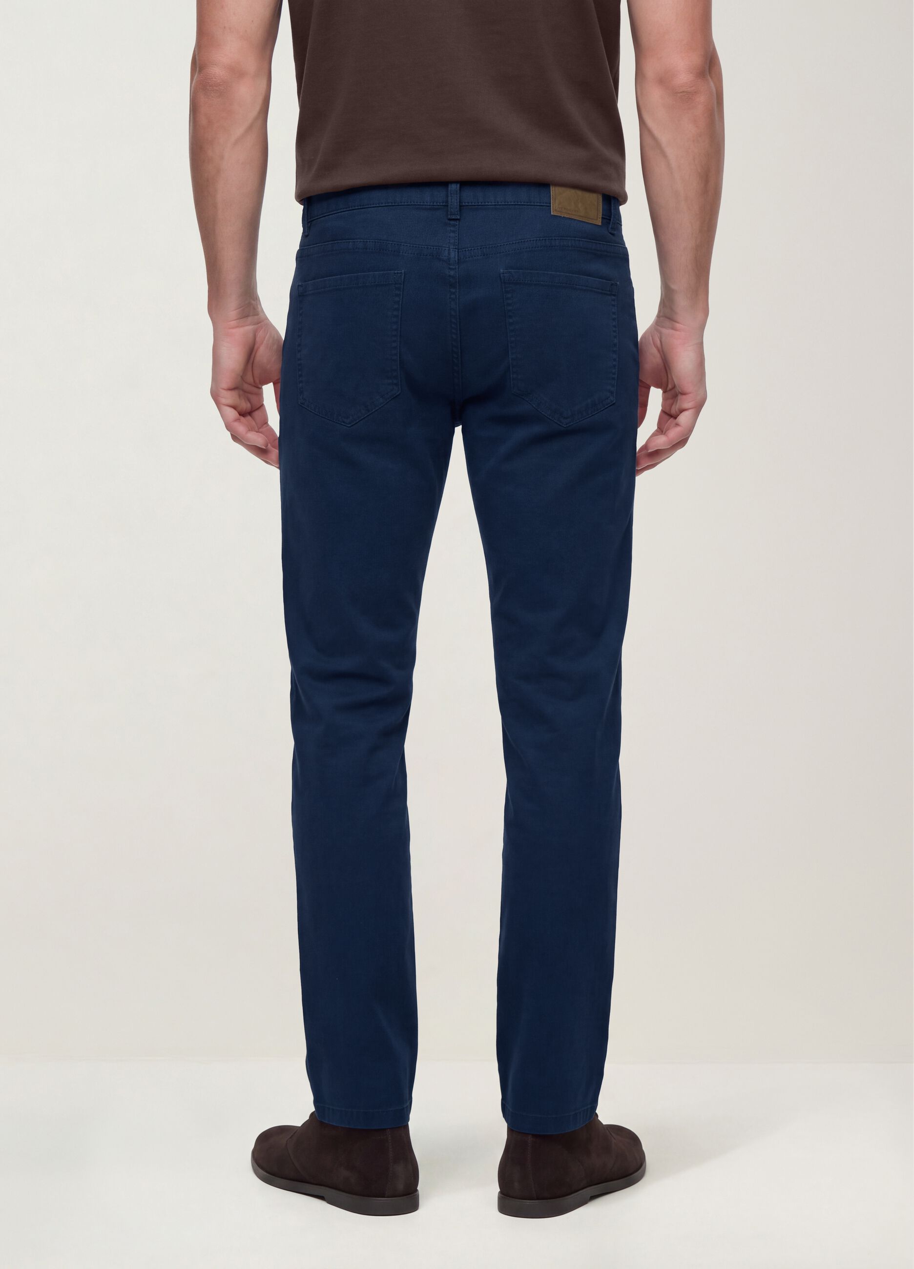 Blue regular-fit stretch cotton twill trousers