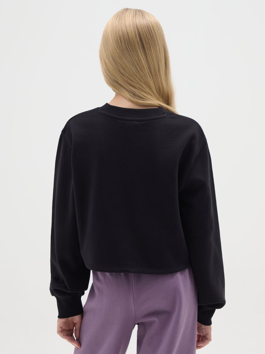 Black pure cotton girl’s sweater regular fit with round neckline_1