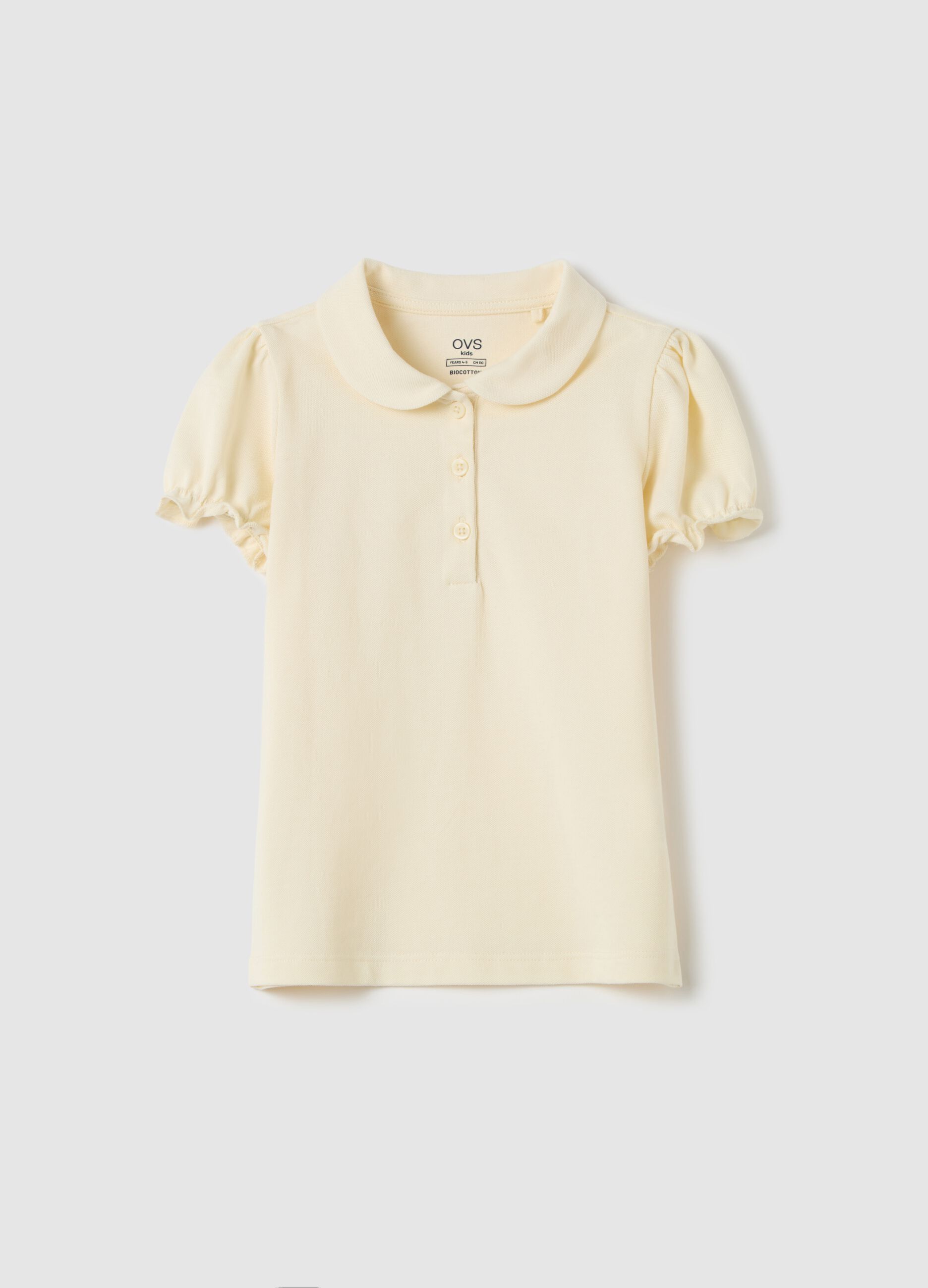 Polo shirt in piquet with puff sleeves