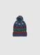 Multicolour knit jersey hat with pom pom_0