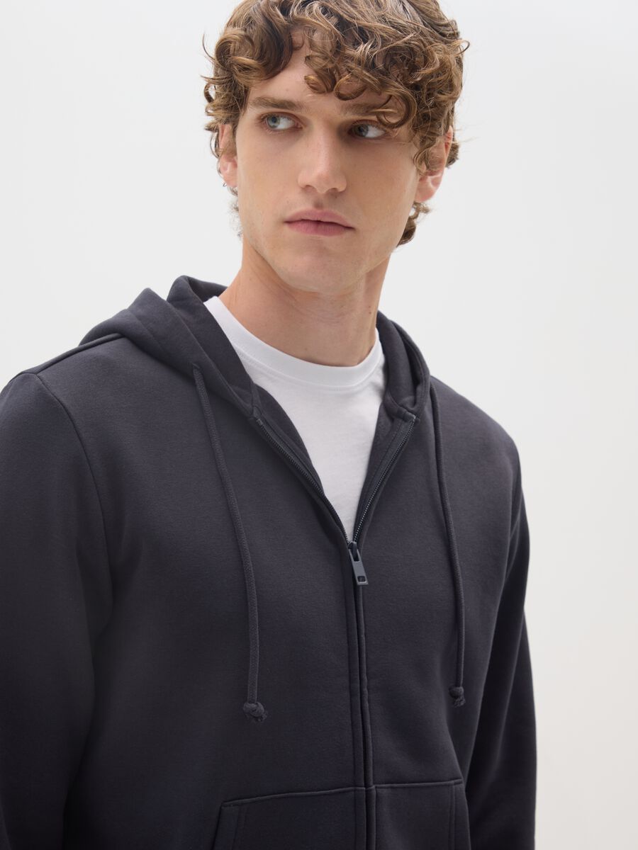 Felpa in misto cotone blu regular fit con zip_3