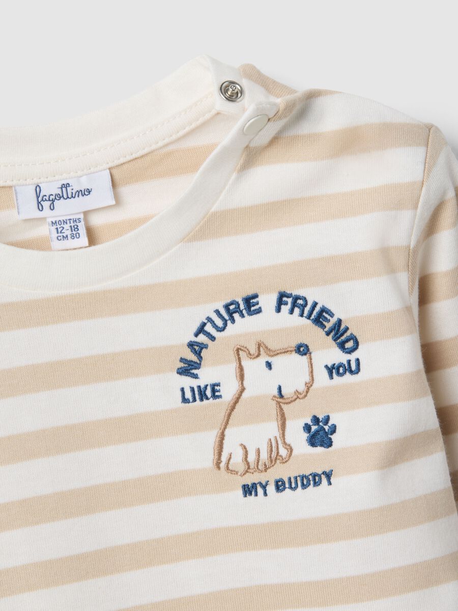 T-shirt in puro cotone a righe multicolor da bimbo con ricamo_2