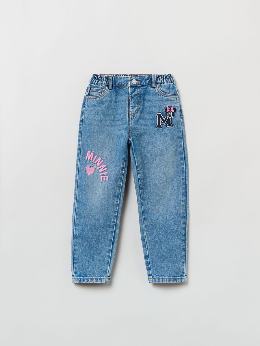 Jeans cinque tasche con patch Minnie _0