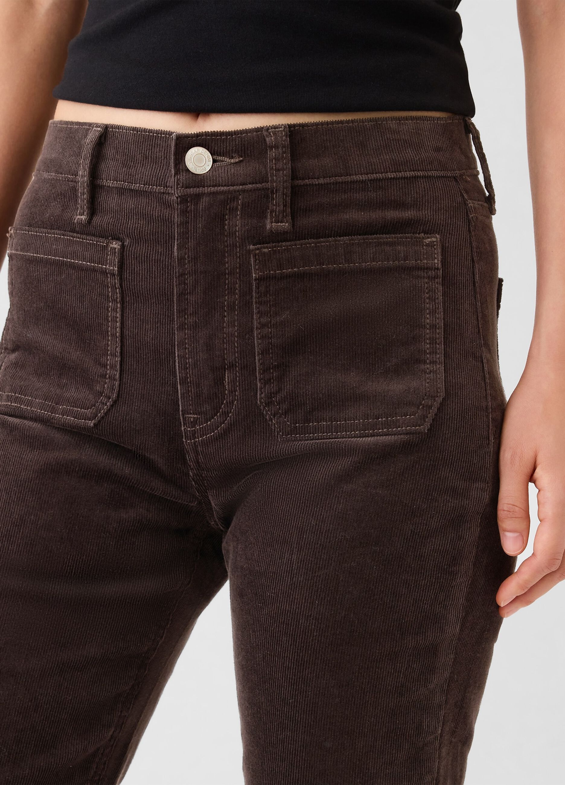 Flare-fit high-rise trousers in corduroy