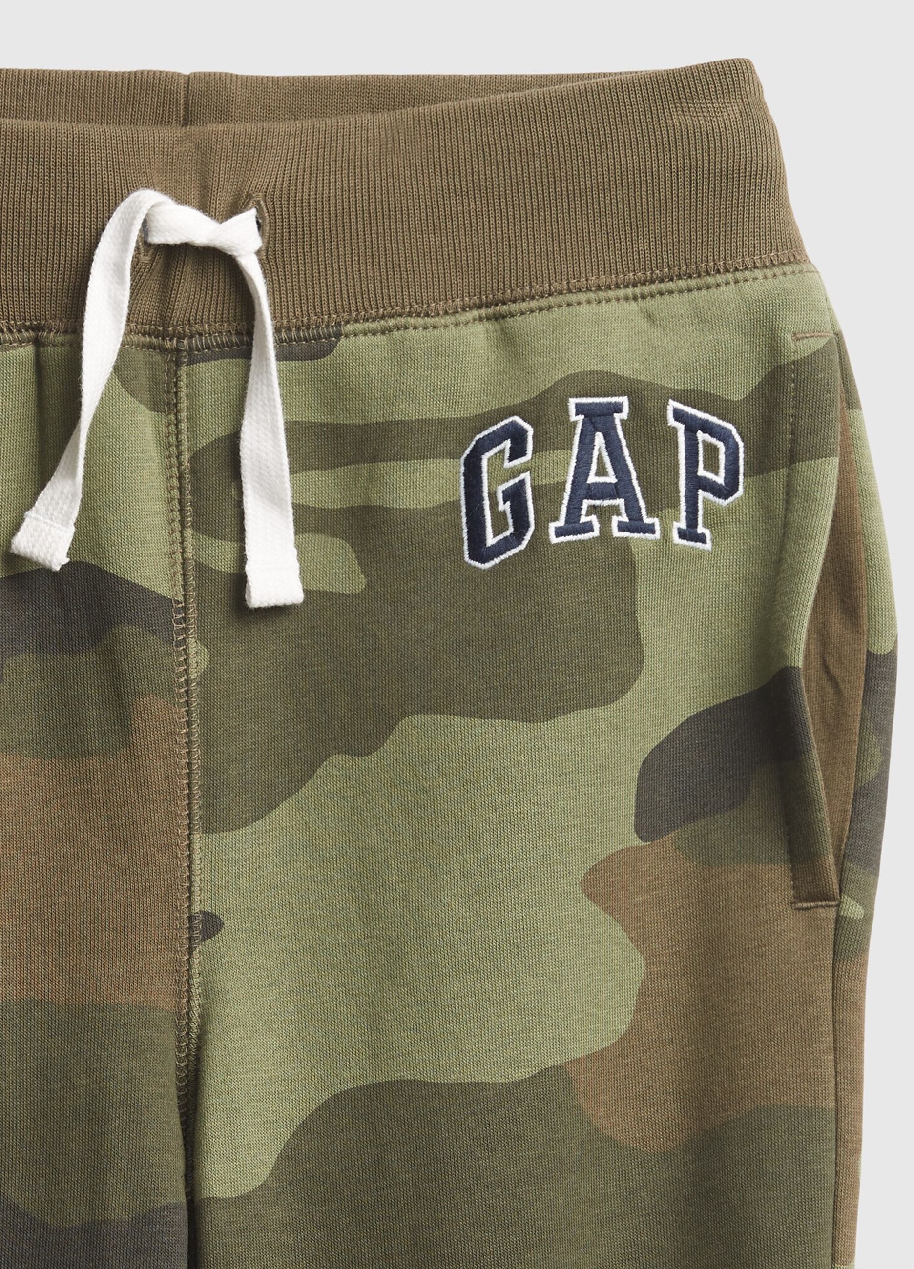 Plush camo joggers with embroidered logo