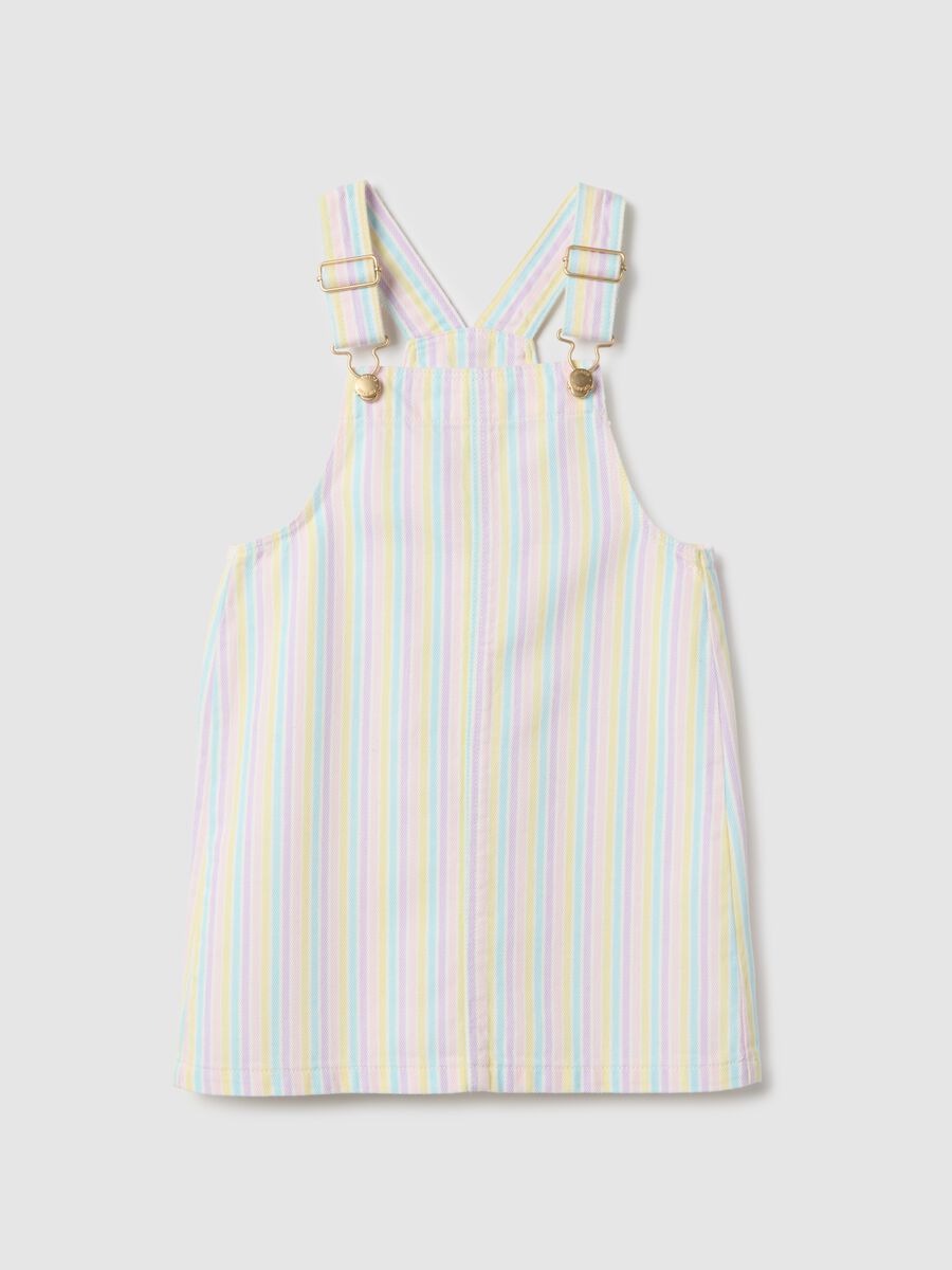 Salopette in puro cotone a righe multicolor da bambina regular fit_0