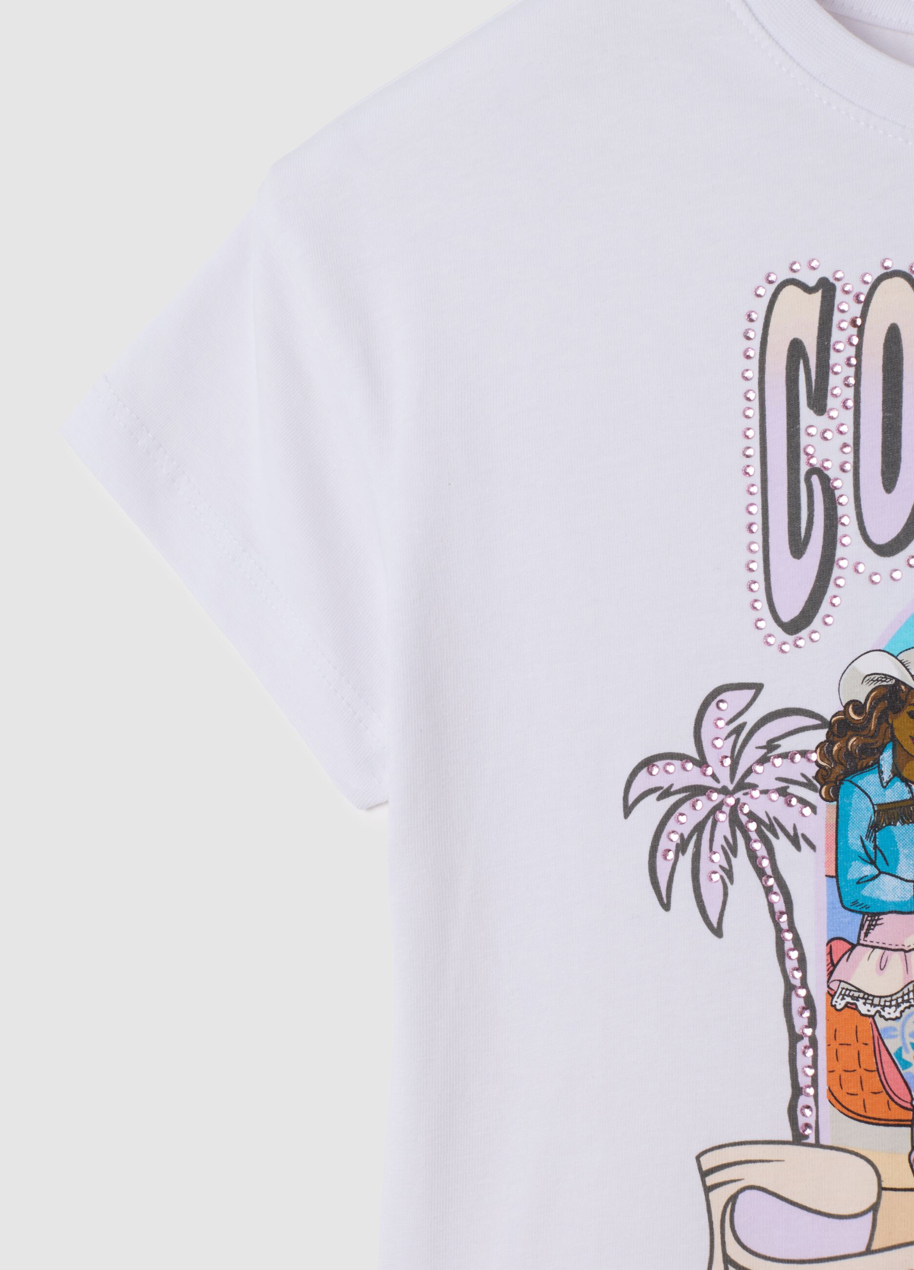 T-shirt da bambina in cotone elasticizzato bianca regular fit