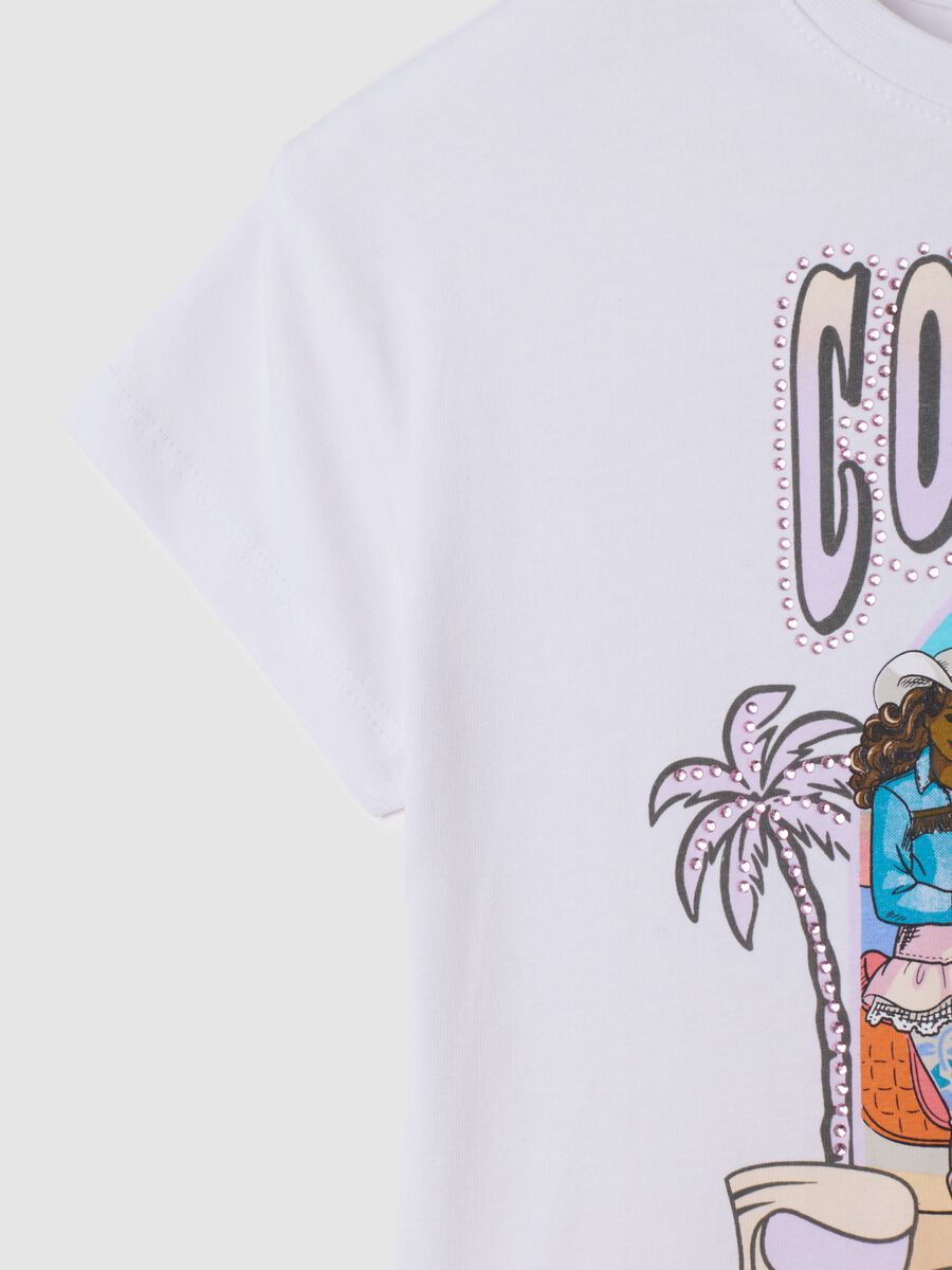 T-shirt da bambina in cotone elasticizzato bianca regular fit_3