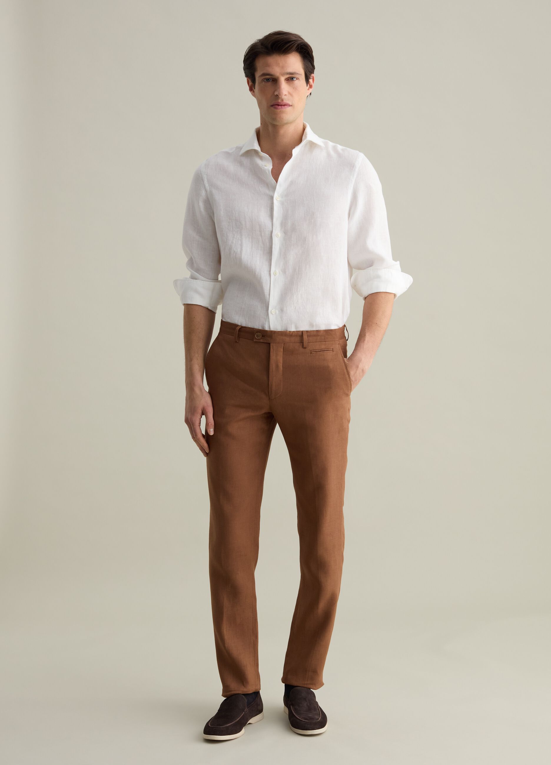 Camicia regular fit in lino