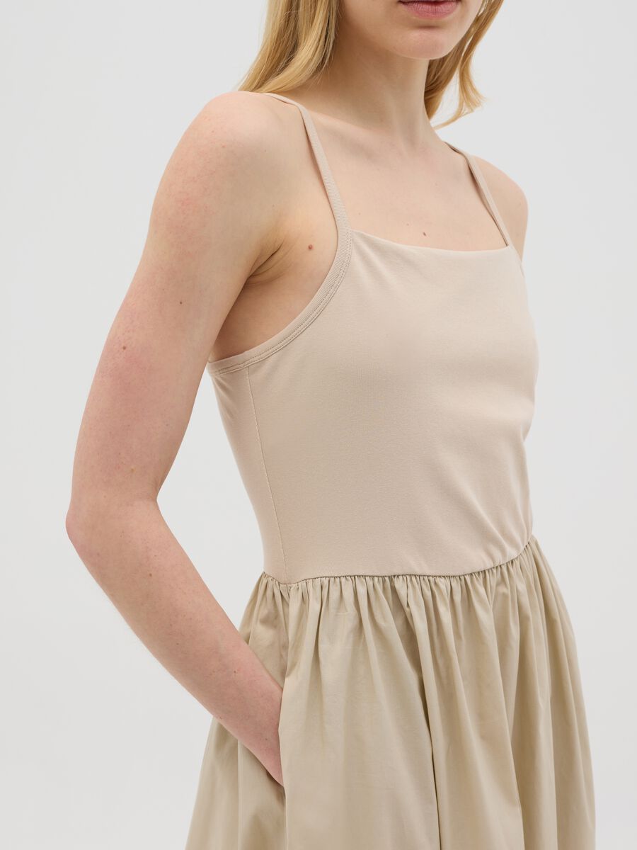 Stretch Cotton Beige Long Dress_3
