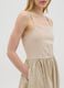Women&rsquo;s beige sleeveless long dress in stretch cotton._3