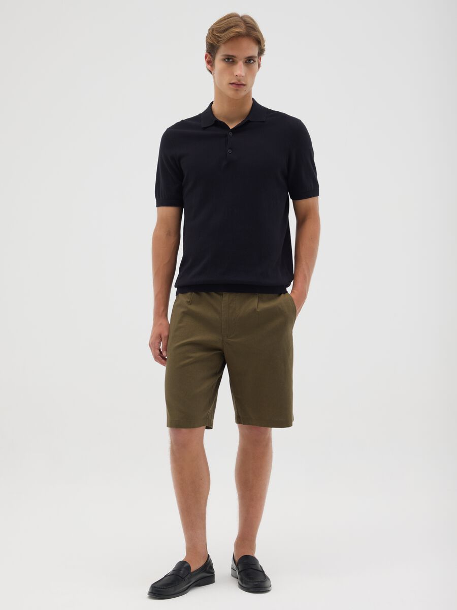 Men's Regular Fit Green Cotton Blend Shorts_0