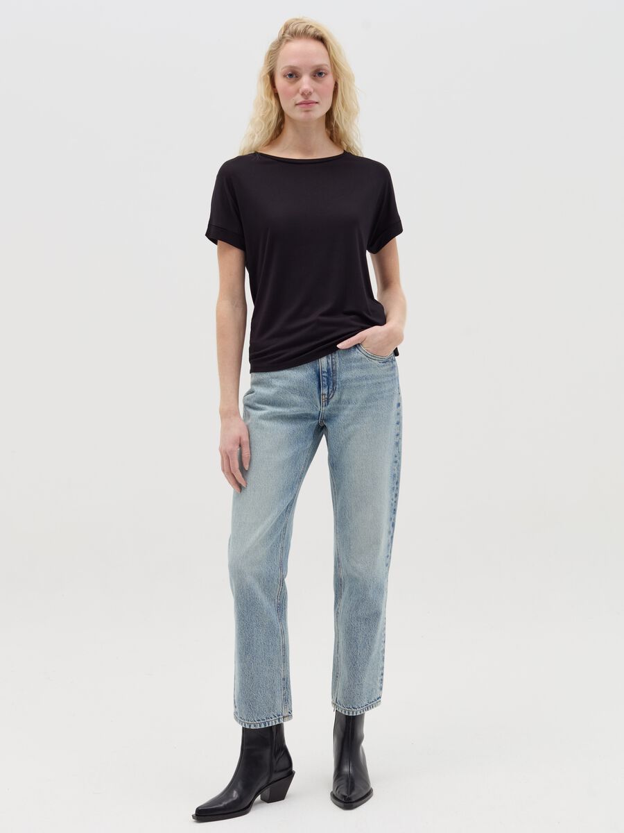 Black T-shirt with kimono sleeves_1