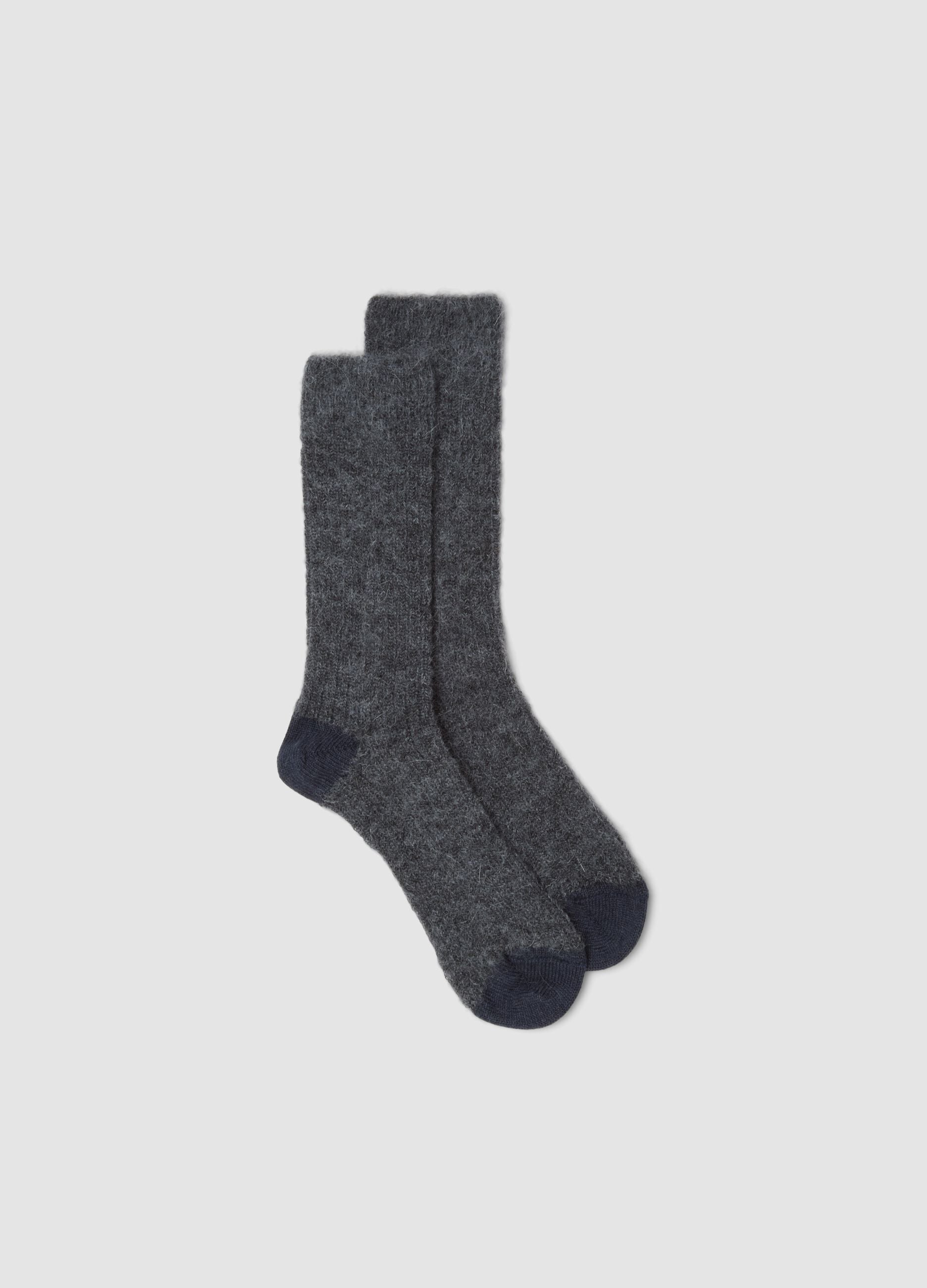 Blue stretch mohair and alpaca socks