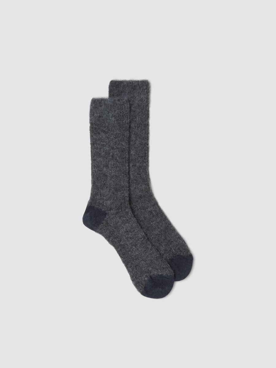 Blue stretch mohair and alpaca socks_0