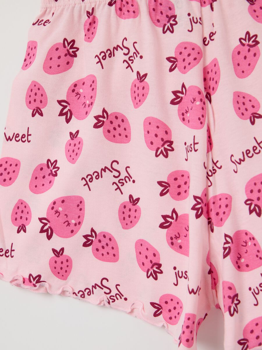 Girls' Short Pink Pyjamas with Strawberry Print_3