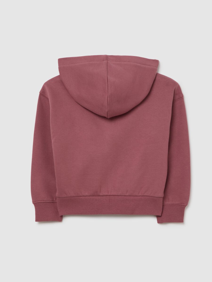 Felpa rosa da bambina in puro cotone regular fit con cappuccio e zip_1