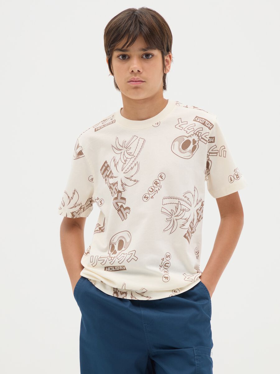 T-shirt da ragazzo in puro cotone multicolor regular fit_0