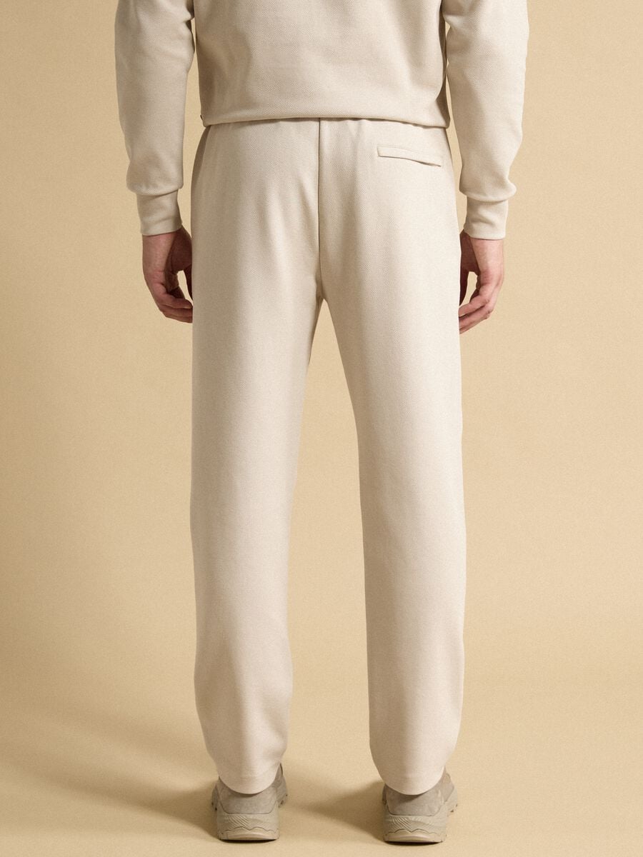 Pantaloni beige in cotone elasticizzato regular fit_3