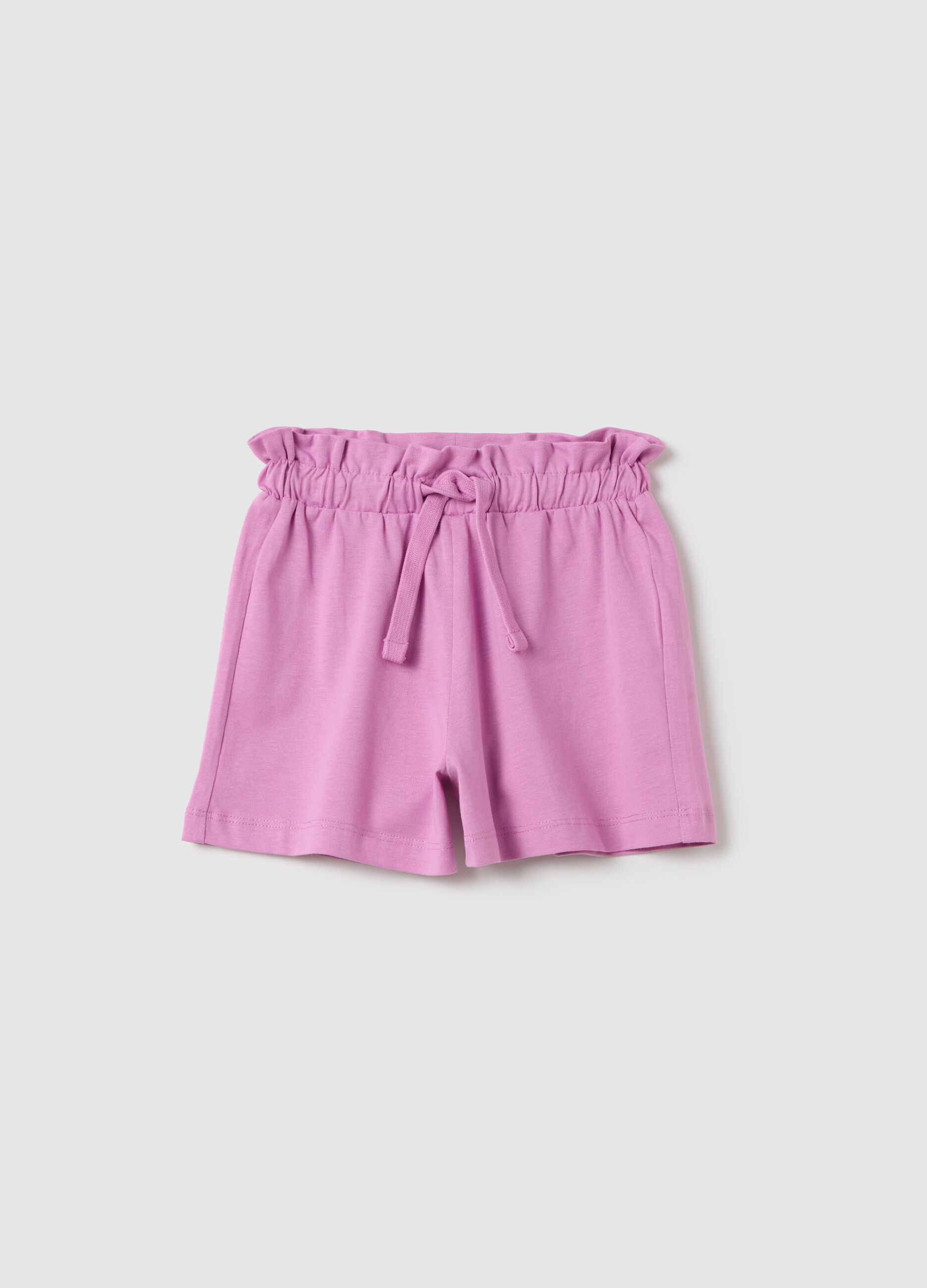 Shorts da bambina in puro cotone rosa regular fit