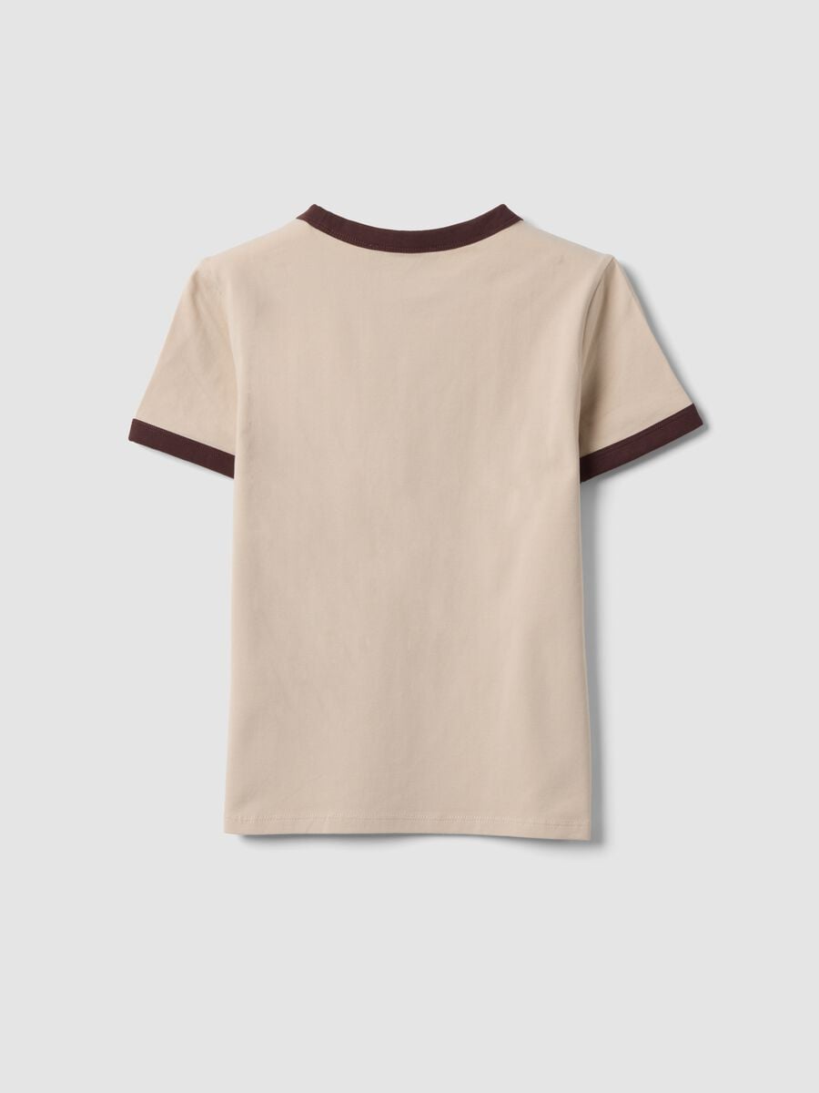 Pink cotton T-shirt with front graphic print and contrast trims_1