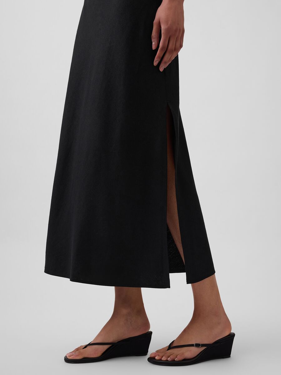 Long linen-blend skirt_3