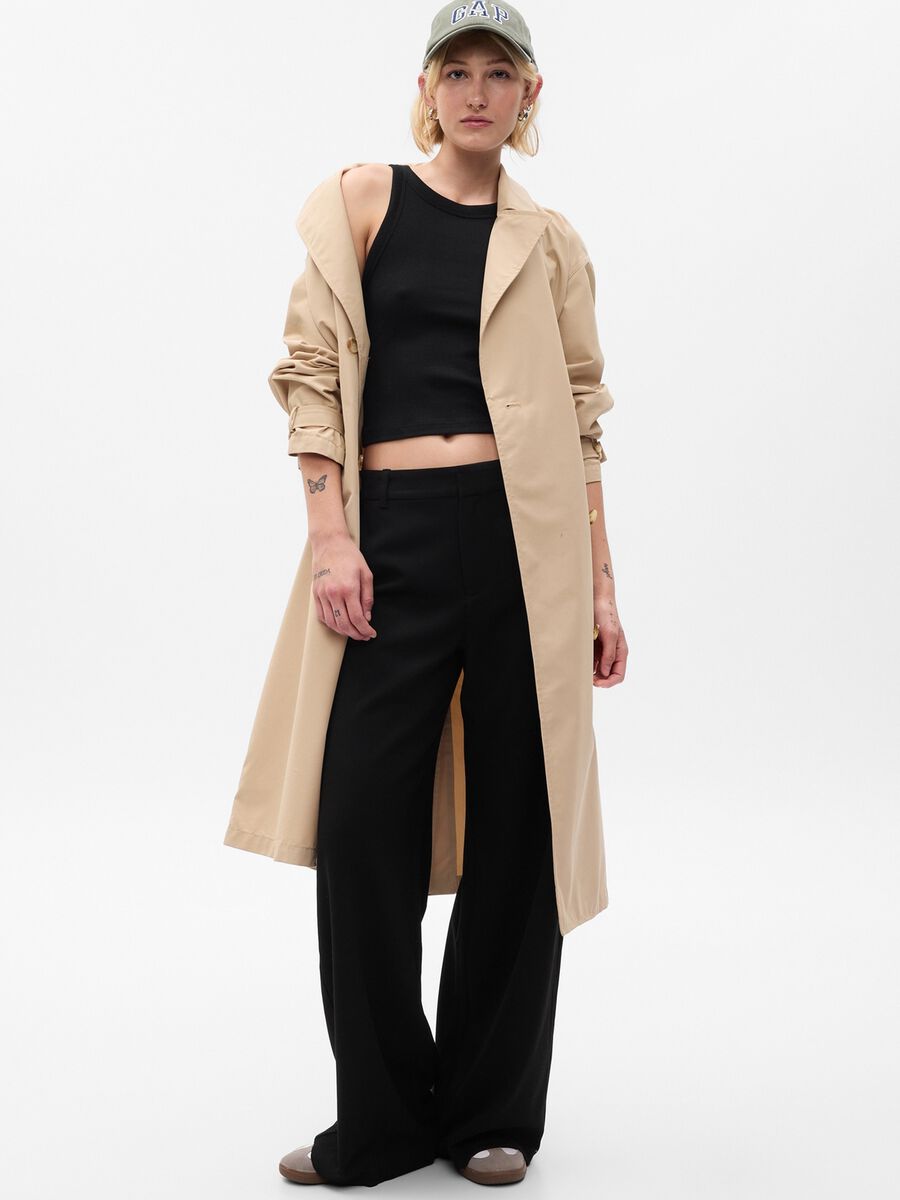 Pantaloni wide leg a vita alta_0