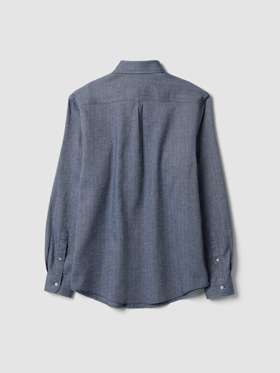 Camicia grigio in flanella di puro cotone con collo buttondown regular fit_2