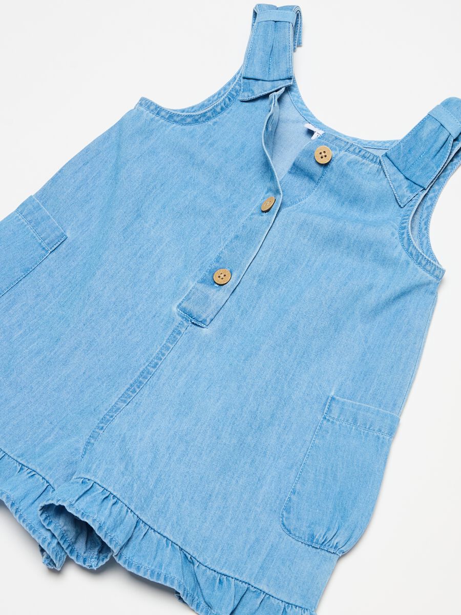 Denim romper suit with frills_2